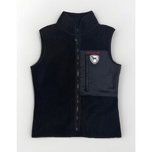 Black Dog Women's Fleece All Black Vest Front Pocket Mock Neck Size Small
